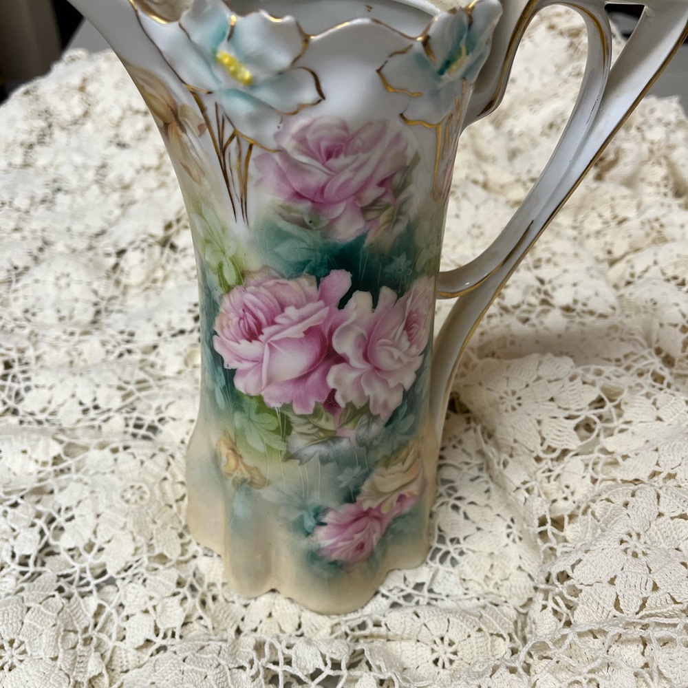 Floral porcelain pitcher
